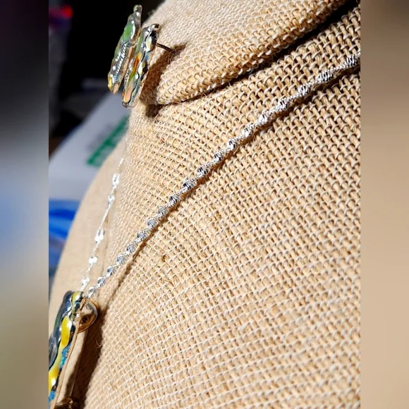 NWT Abstract Ceramic Necklace Earrings Set - Picture 2 of 3